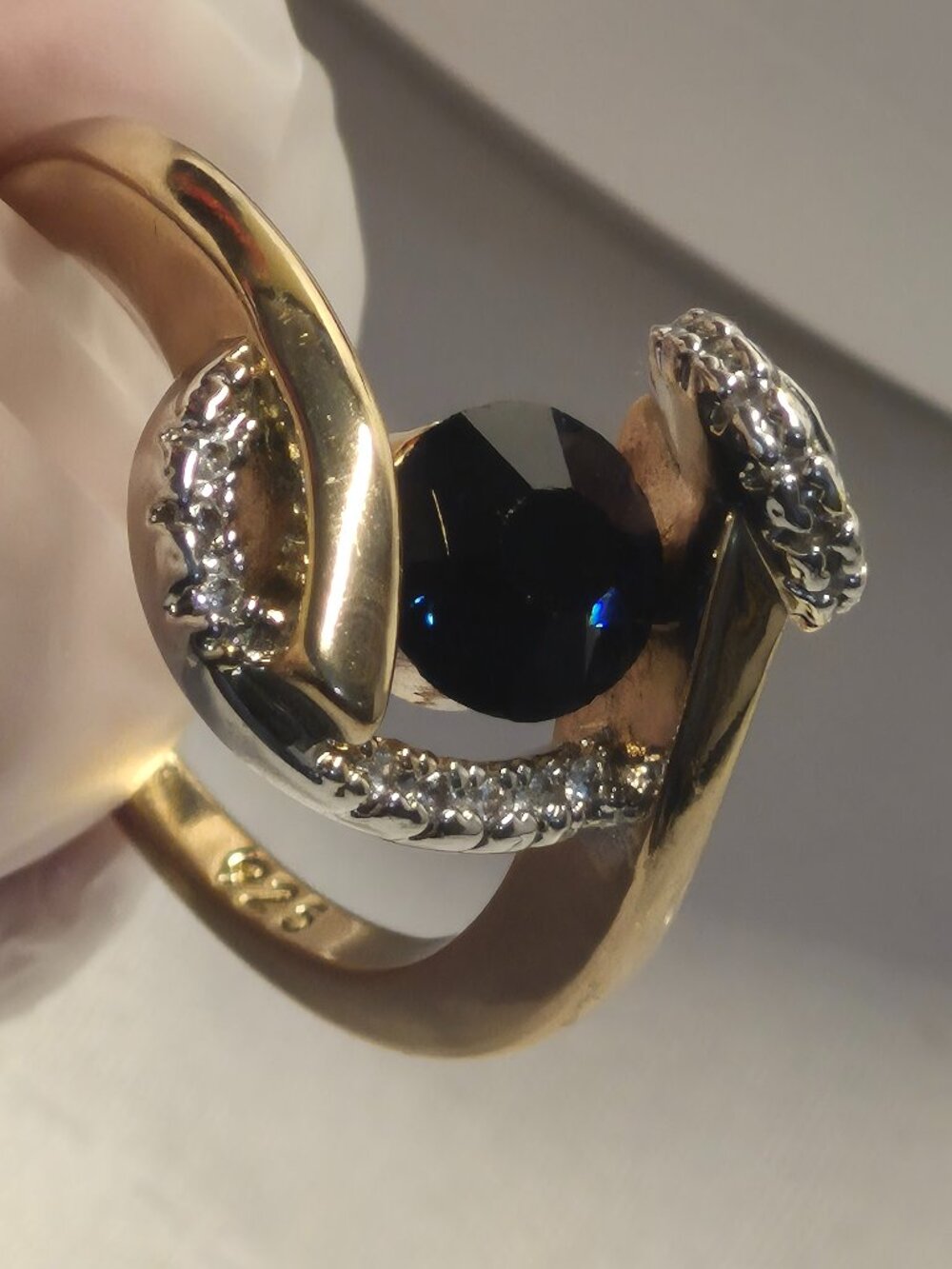 Vintage Toi et Moi Ring Blue Sapphire Gold Vermeil Sterling Silver sz 9